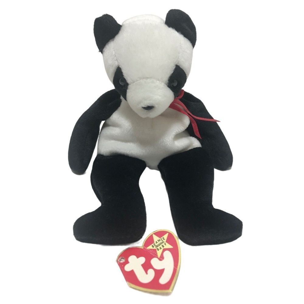 Ty Beanie Babies Fortune Panda retired vintage plush stuffed animal‎ toy 1997
